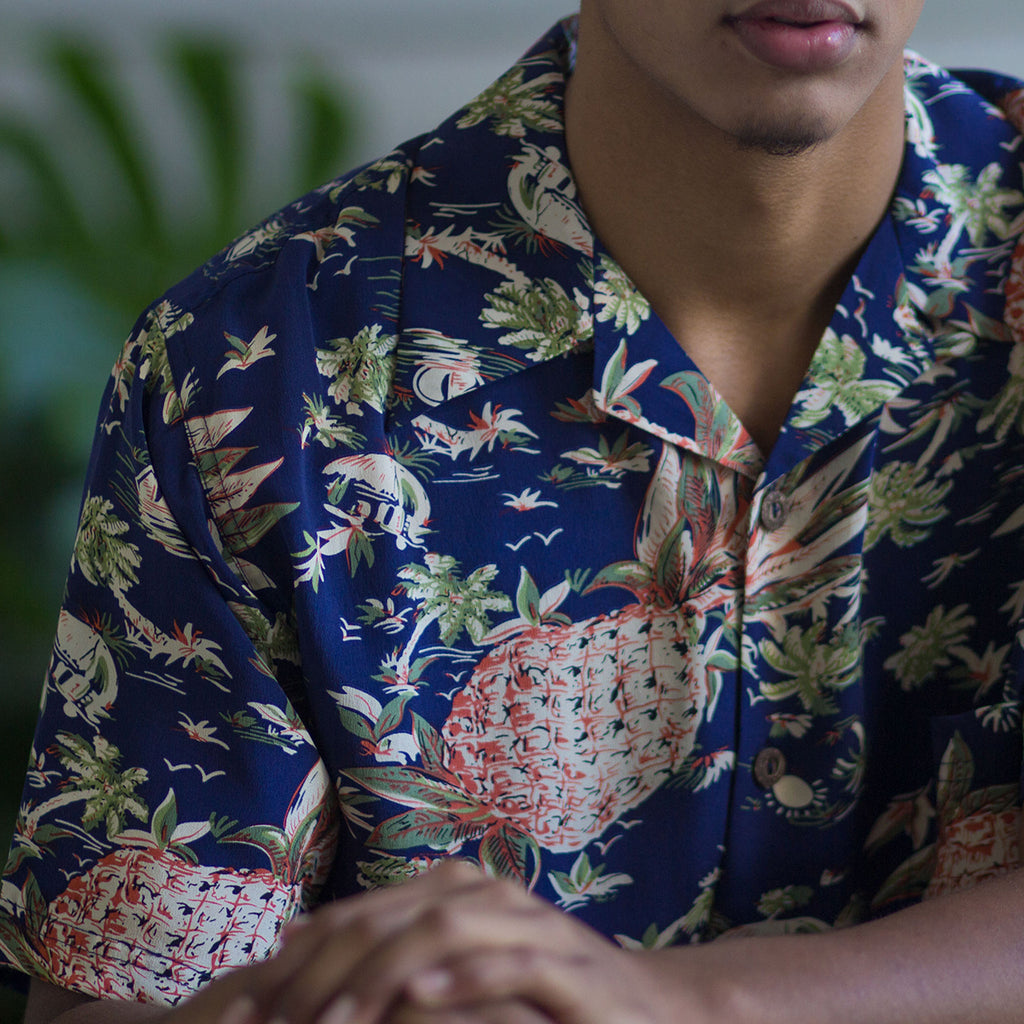 Pineapple Hut Hawaiian Shirt - Navy ...